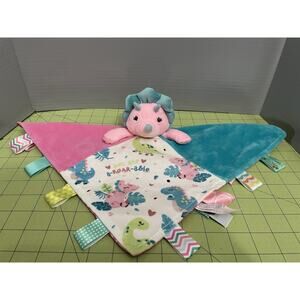 Mary Meyer Taggies Dinosaur Lovey Security Blanket Pink Blue Satan Back